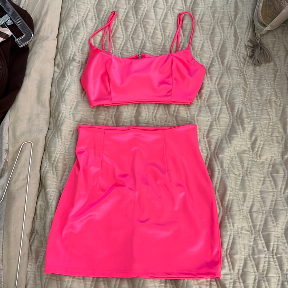 Hot pink skirt set